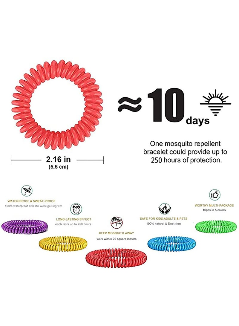 ChicAbode Mosquito repellent bracelet, 10-piece mosquito-proof bracelet strap, natural DEET-free waterproof wristband, can provide up to 250 hours of safe outdoor travel protection for adults and children - Image 2